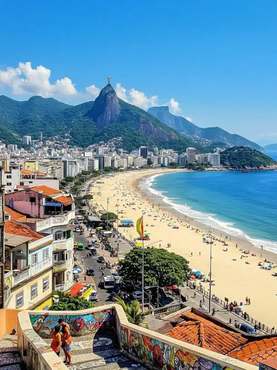 Vista panorámica de Río de Janeiro con el Pan de Azúcar y la bahía de Guanabara